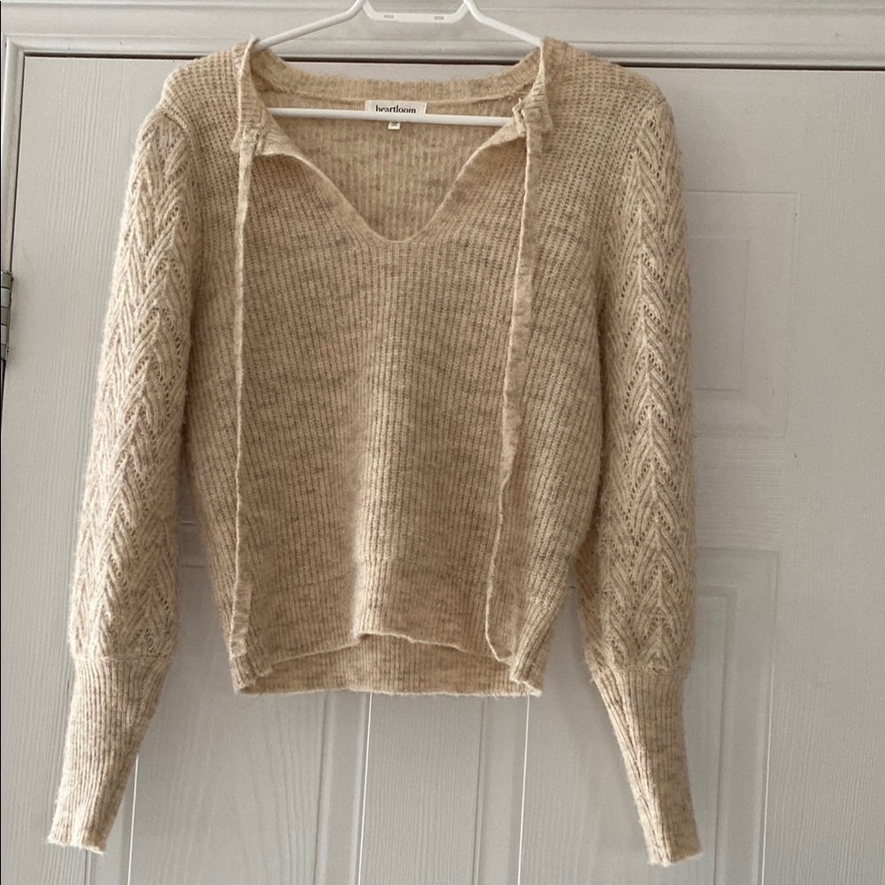 Heartloom Beige V-Neck Sweater